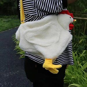 Chicken Hen Plush Fluffy Shoulder Crossbody Animal Hand Bag Purse